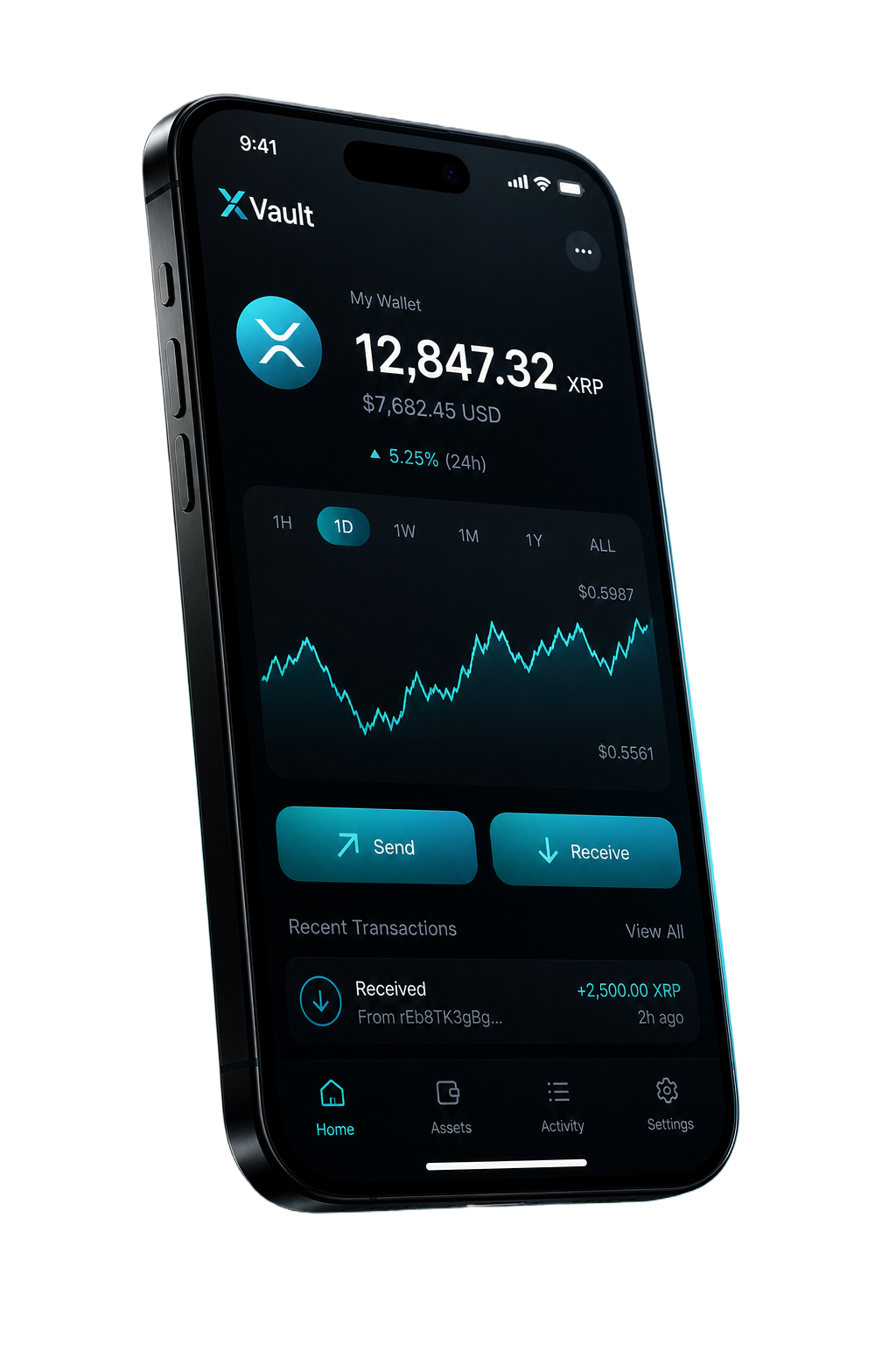 XVault wallet app shown on iPhone